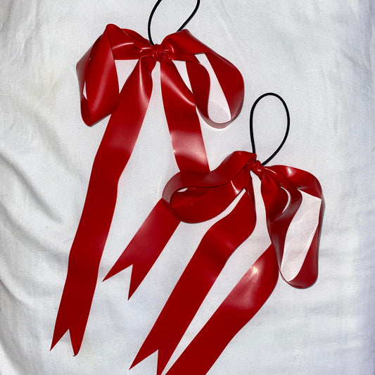 Red Latex Hair Bows